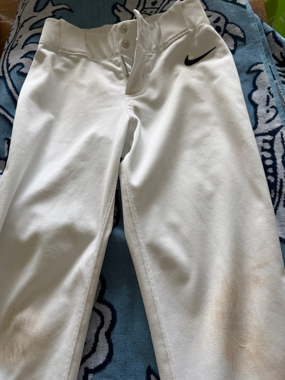 Nike White Kids Baseball Sweatpants with Black Swoosh